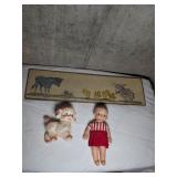 Mixed Vintage Doll, Lamb, and Farmhouse Sign