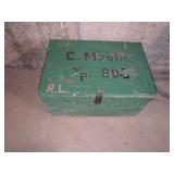 Vintage Green Wood Storage Box
