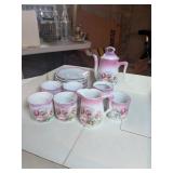 Transferware Teacups & Teapot Pink Roses