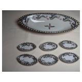 Nippon Hand Painted Serving Dish & Plates