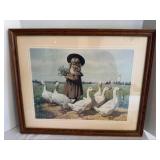 Girl & Goose Country Print - Framed
