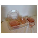 (2) Pink Depression Glass Luncheon Sets