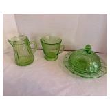 3pc Green Depressions Glassware