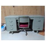 Vintage Steel Office Industrial Desk & Chair