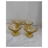 4pc Yellow Depression Glass Dessert Glasses