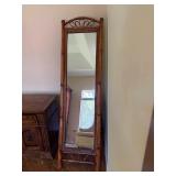 Bamboo Rattan Stand Floor Dressing Mirror