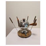 Vintage Chrome Fondue Set
