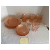 Lot #2 Pink Depression Luncheon Set