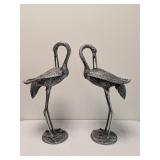 Pair Aluminum Egrets Cranes