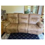 Soft Tan Leather Double Recline Couch