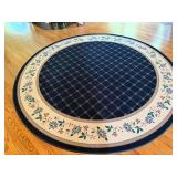 70" Round Navy Blue Floral Rug