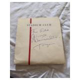 Johnny Weismueller "Tarzan" Autographed Menu