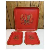 3 Vintage Metal Serving Trays