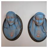 Vintage Mary & Jesus Chalkware Wall Plaques