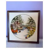 Crewel Needlepoint - Lake, Bridge, Cottage