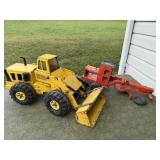 Vintage Metal Tonka Excavator & Orange Tractor