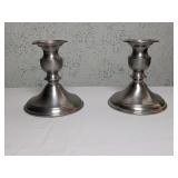 Pair Weighted Pewter Candle Sticks