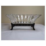 Glass Serving Dish in Brass Holder