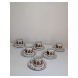 Vintage Monopoli Retro Kitchen Teacups and Saucers