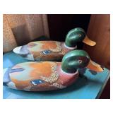 Vintage Hand painted Wood Mallard Ducks