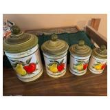 Vintage Ceramic Fruit Canister Set 3 D