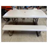 White collapsible picnic table 5 x 5