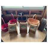 Wooden canisters, Baskets etc