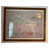 Carri bean Islands Map & Wooden shelf w/ pegs