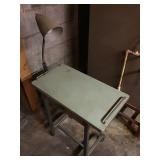 Vintage Green Industrial style cart and lamp