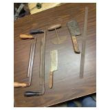Cleavers, saw blade, draw knives, half moon knife