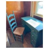 Blue wooden desk & chair