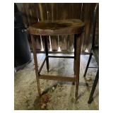 Metal shop stool, wooden, vintage chairs