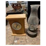 Mantle clock & oil lamp