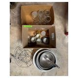 Stainless bowls, canning jars etc