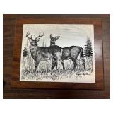 Engraved Deer Marble Art by Margaret Reynolds