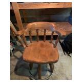 2 Vintage Wooden Heavy Swivel Seat Bar Stools