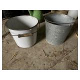 Galvanized and enamel buckets