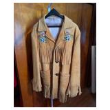 Vintage Beaded Buckskin Fringe Jacket