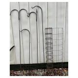 4 Shepherds hooks & metal fencing