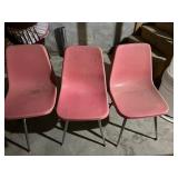 3 MCM chairs, 4 stacking brown chairs