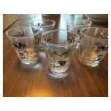 Vintage MCM Libbey Curio Carriage Bar Glasses