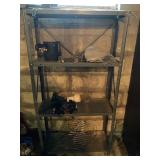 4 shelf metal Rack, clip lights, trophy, etc