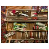 Plano 8700 tackle box w/ Rapala lures, spoons, etc