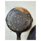Griswold 7ï¿½, 9ï¿½ Wagner Ware, 8ï¿½ cast iron skillets