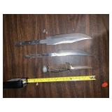 Five and 6 inch Damascus blade etc
