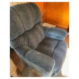 Blue Overstuffed recliner