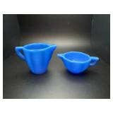 Vintage Blue Akro Agate child tea set items