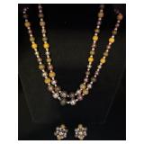 Vintage tigerï¿½s eye like necklace and earring set