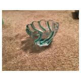 Vintage Mikasa green candy dish & candleholders