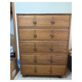 Vintage wooden five drawer chest